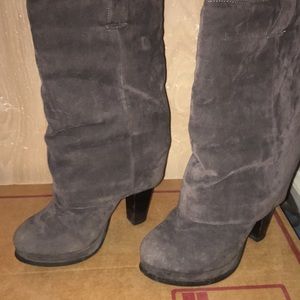 Pia Di Franco Faux Suede Foldover Heel Boot Grey